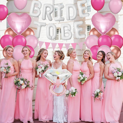 Pink Bachelorette Party Decoration, White Bride To Be Bridal Shower Balloon