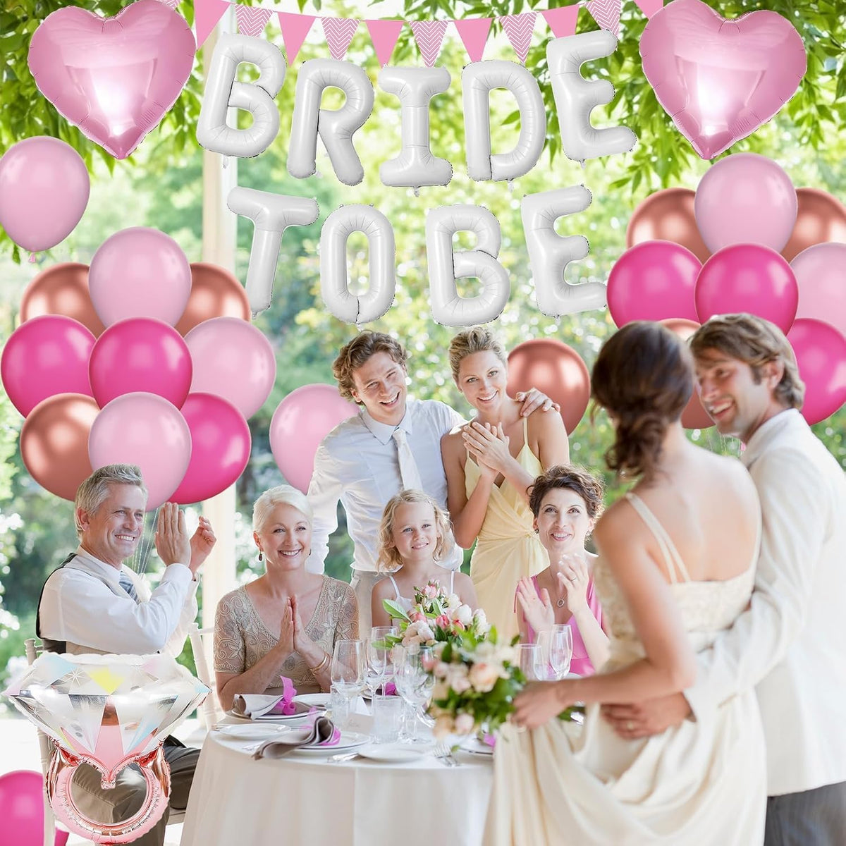 Pink Bachelorette Party Decoration, White Bride To Be Bridal Shower Balloon