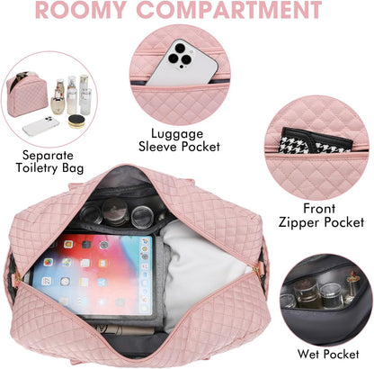 Large Travel Duffle Bags for Women: Weekender Bag with Shoe Compartment