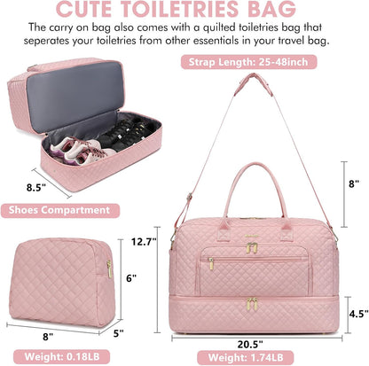 Large Travel Duffle Bags for Women: Weekender Bag with Shoe Compartment
