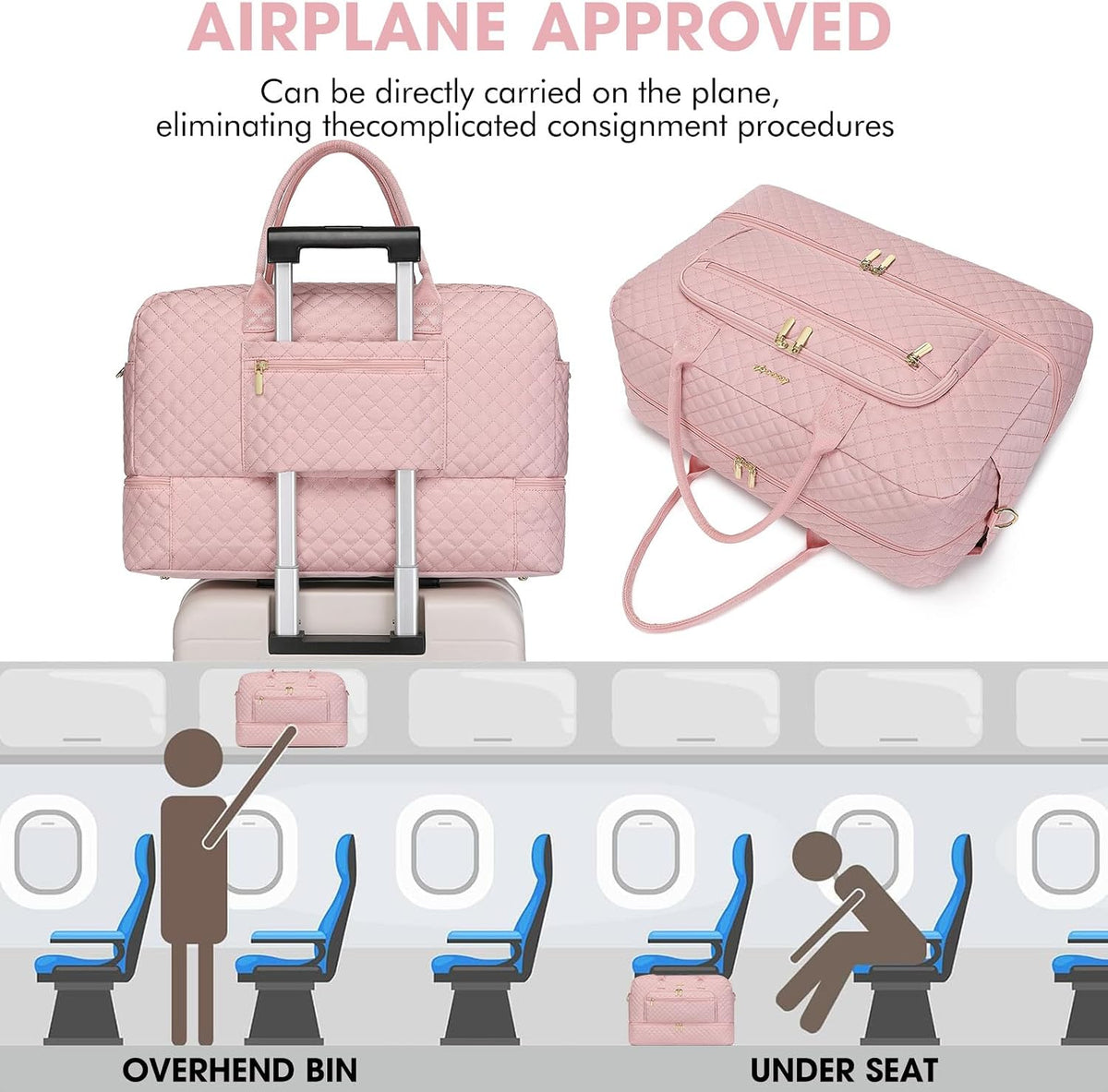 Large Travel Duffle Bags for Women: Weekender Bag with Shoe Compartment