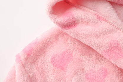 Girls Fleece Robe Boys Hooded Bathrobe Soft Flannel Robe For Kids