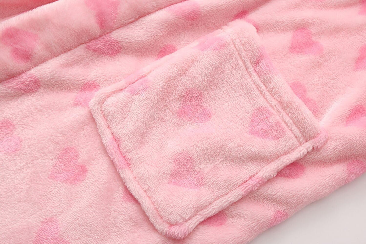 Girls Fleece Robe Boys Hooded Bathrobe Soft Flannel Robe For Kids