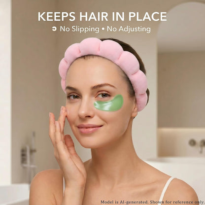 Makeup Headband for Washing Face Wristband Set, Pink