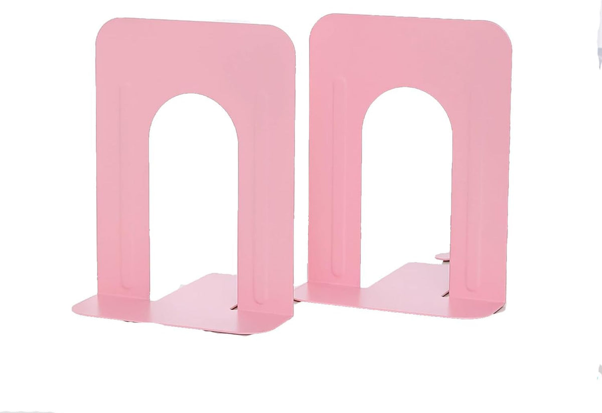 Honagu Bookends, Metal Book Ends, Bookends for Shelves, Book Holder Stopper for Heavy Books/CDs/DVDs (1 Pair/2 Pieces, Pink)