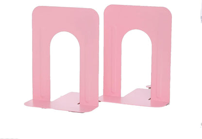Honagu Bookends, Metal Book Ends, Bookends for Shelves, Book Holder Stopper for Heavy Books/CDs/DVDs (1 Pair/2 Pieces, Pink)