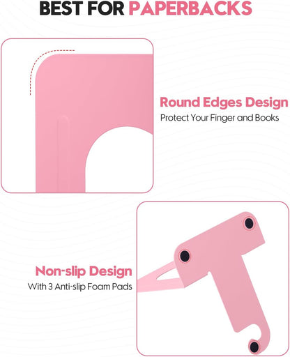 Honagu Bookends, Metal Book Ends, Bookends for Shelves, Book Holder Stopper for Heavy Books/CDs/DVDs (1 Pair/2 Pieces, Pink)