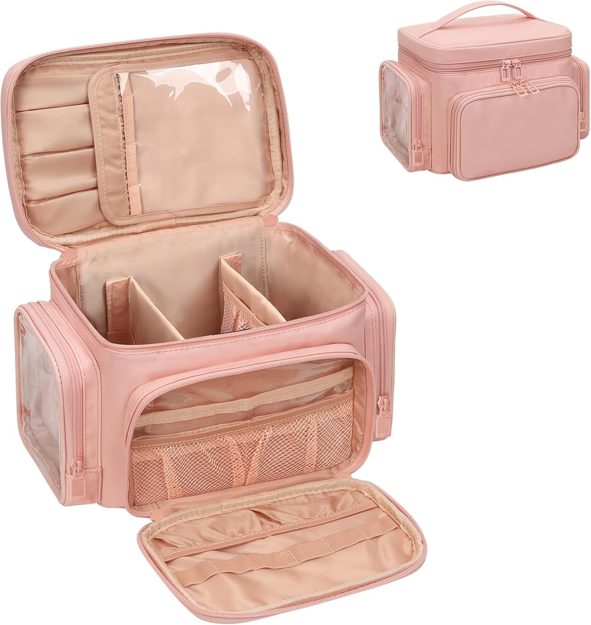 Bagmoly Large Makeup Bag, Travel Makeup Cosmetic Bag for Girls, Pink