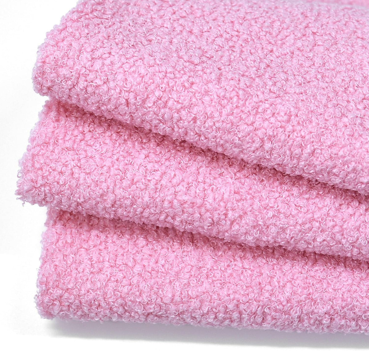 Pink Curly Teddy Fleece Sherpa Faux Fur Fabric, 1 Yard