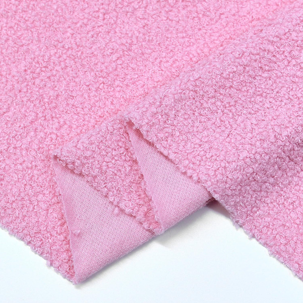 Pink Curly Teddy Fleece Sherpa Faux Fur Fabric, 1 Yard