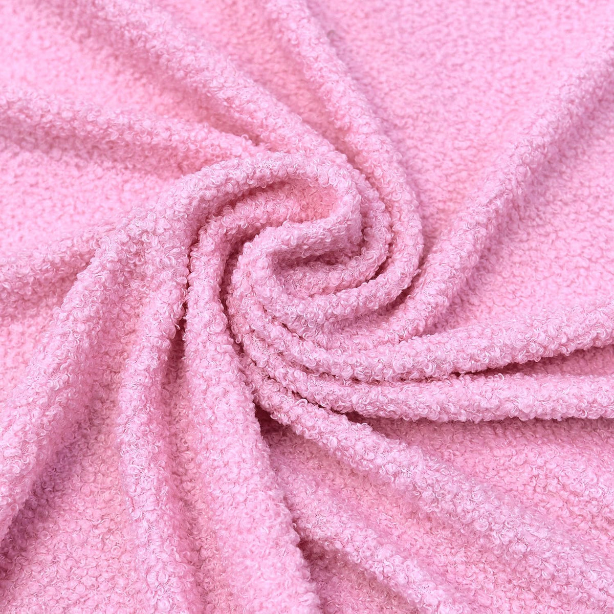 Pink Curly Teddy Fleece Sherpa Faux Fur Fabric, 1 Yard
