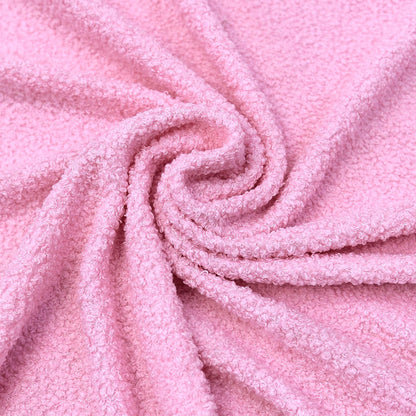 Pink Curly Teddy Fleece Sherpa Faux Fur Fabric, 1 Yard