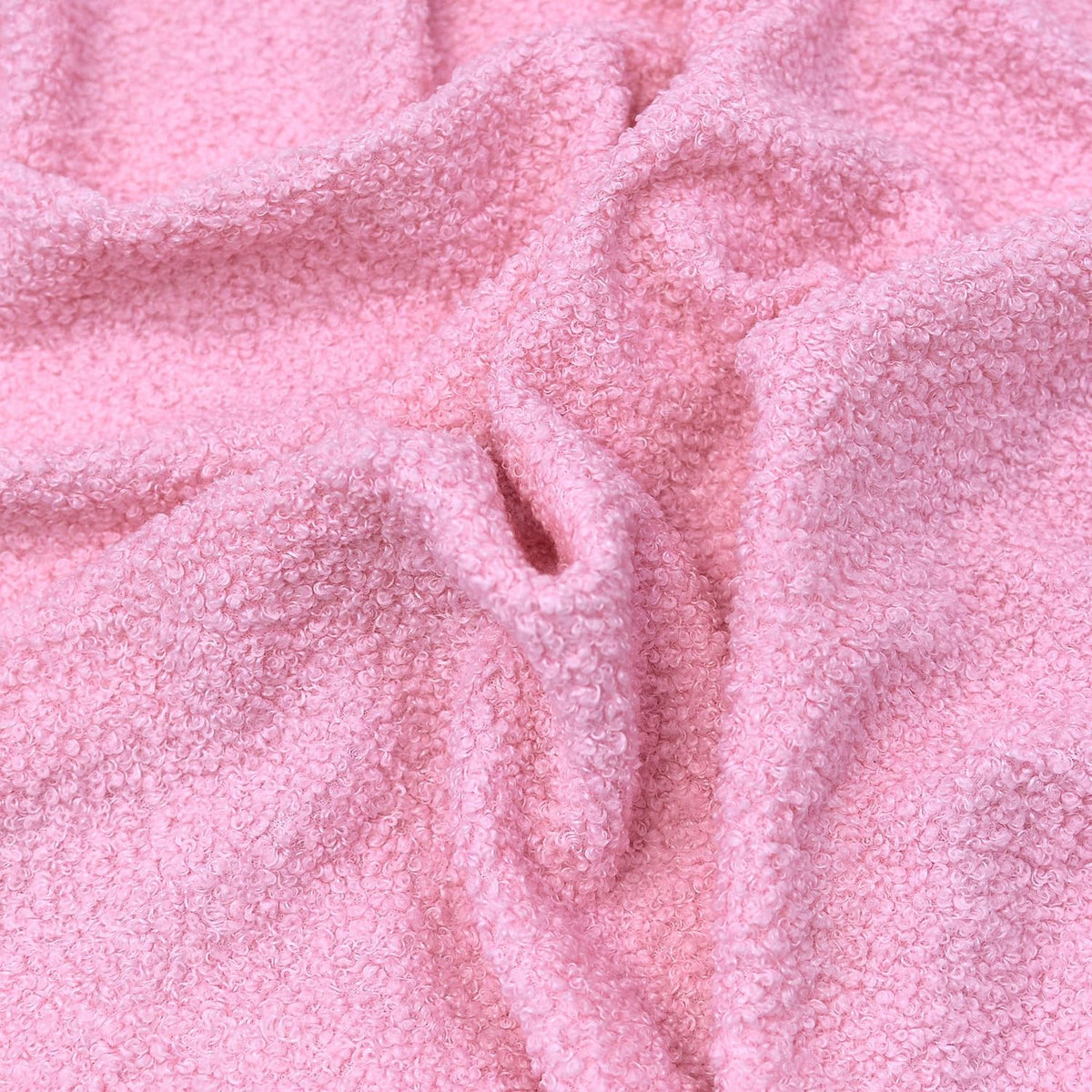 Pink Curly Teddy Fleece Sherpa Faux Fur Fabric, 1 Yard