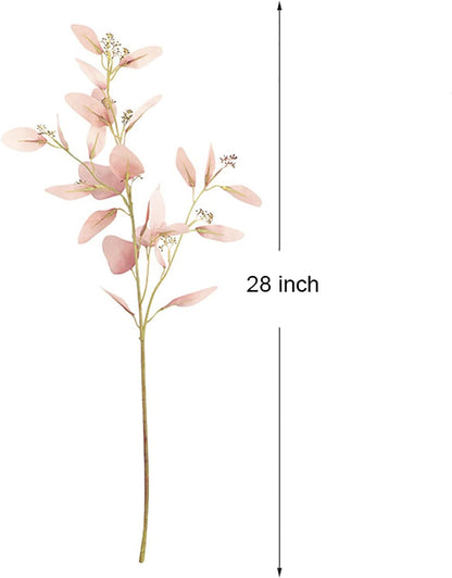 4pcs Faux Eucalyptus Branches Pink Flower Artificial Eucalyptus Seeds Long Stem Eucalyptus for Vase Filling Home Decoration Wedding Party Arrangement