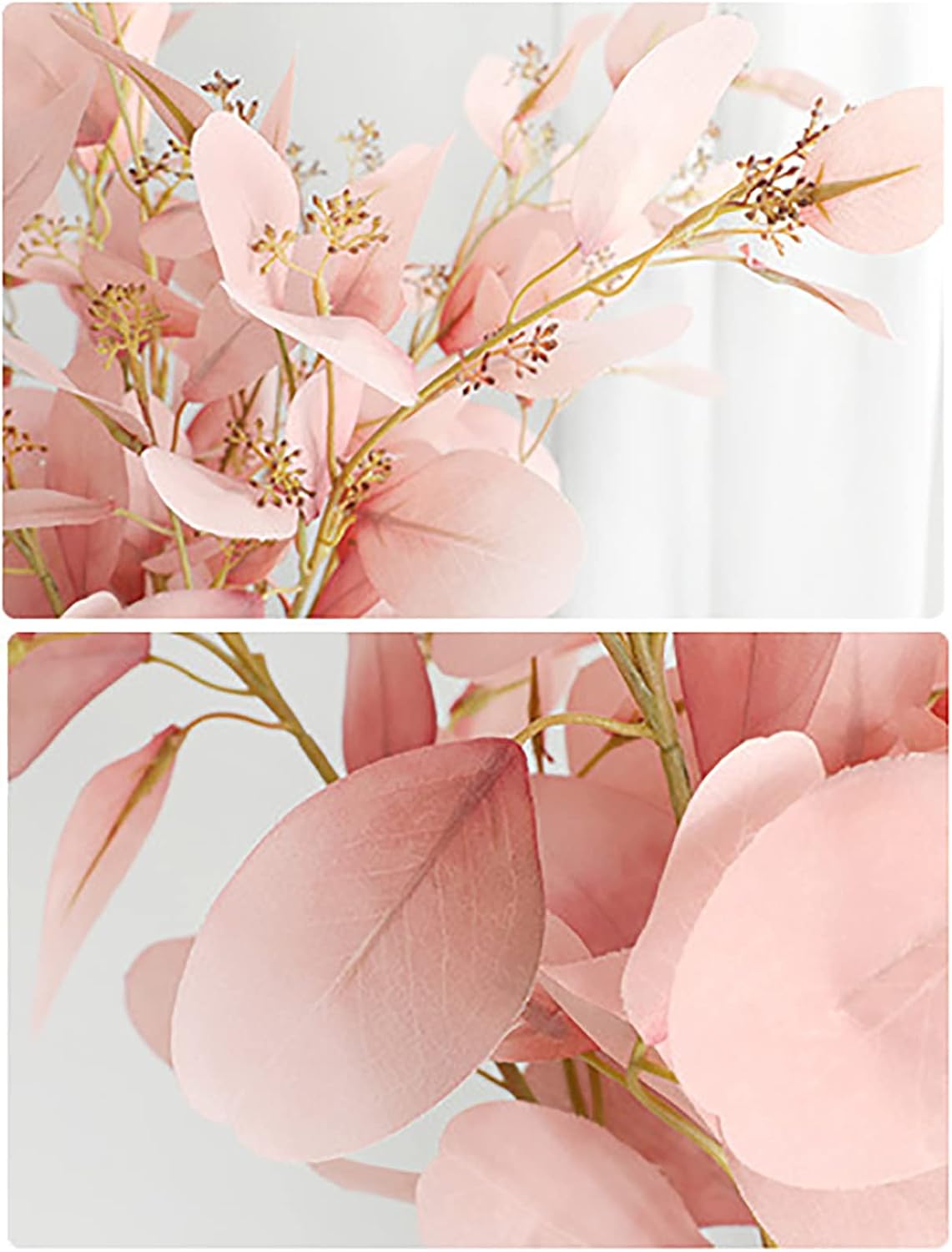 4pcs Faux Eucalyptus Branches Pink Flower Artificial Eucalyptus Seeds Long Stem Eucalyptus for Vase Filling Home Decoration Wedding Party Arrangement