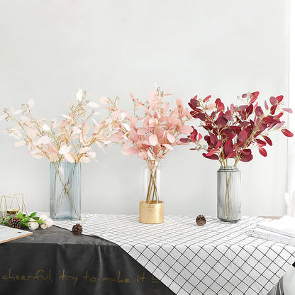 4pcs Faux Eucalyptus Branches Pink Flower Artificial Eucalyptus Seeds Long Stem Eucalyptus for Vase Filling Home Decoration Wedding Party Arrangement