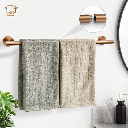 Brushed Rose Gold 5 Piece Bathroom Hardware Set, SUS304 Stainless Steel 23.6 Inch Bath Towel Bar Set, Round Bathroom Accessories Kit Wall Mounted