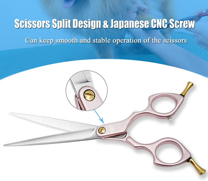 6.5'' Small Pink Straight Dog Grooming Scissors