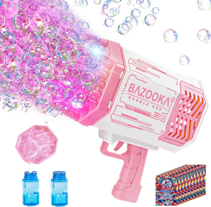 Bubble Gun, Pink Bazooka Bubble Machine with Bubble Solution