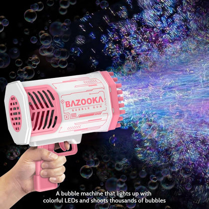Bubble Gun, Pink Bazooka Bubble Machine with Bubble Solution