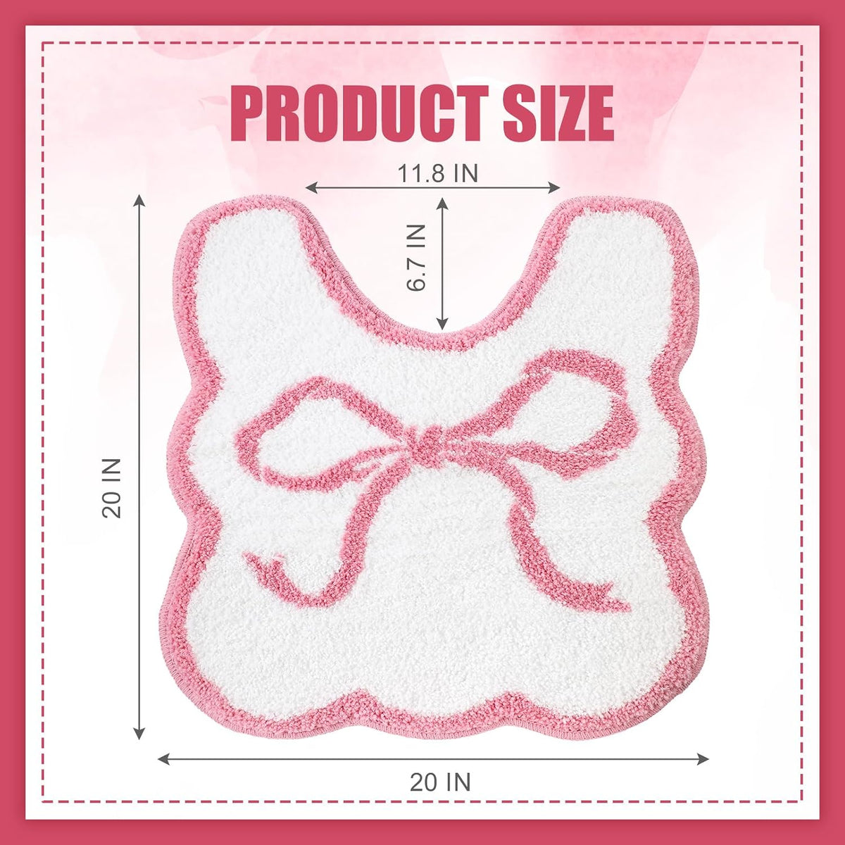 Pink Bow Bathroom Rug Bow Toilet Rugs 20 x 20 Inches U Shaped Luxury Scalloped Bathroom Decor Non Slip Cute Microfiber Soft Plush Bath Mat Coquette Stuff for Toilet Back to School Shower