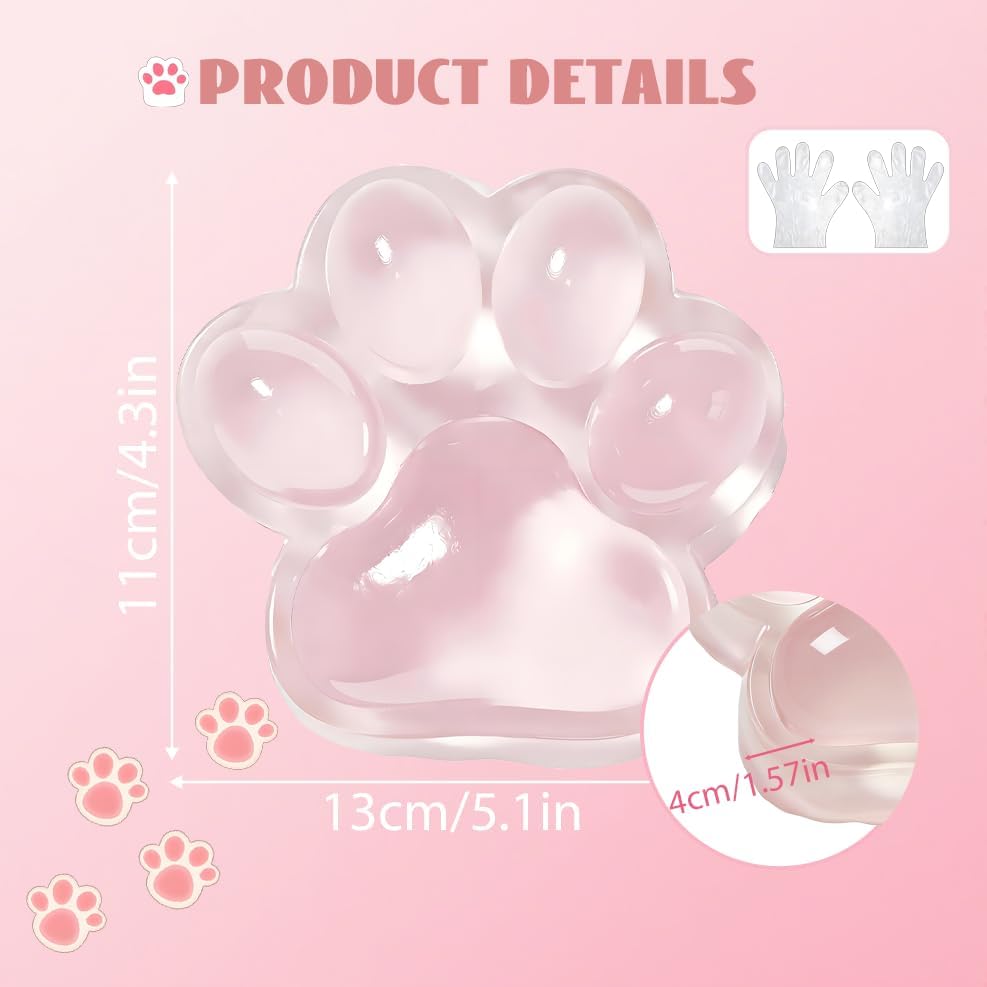 Large Cat Paw Taba Squishy Big Squeeze Toys 5-inch Clear Pink Cute Fufu Squishy Sensory Stress Relief Fidget Toys for Party Favors Sensory Anxiety Toys for Adults (Transparent Pink)