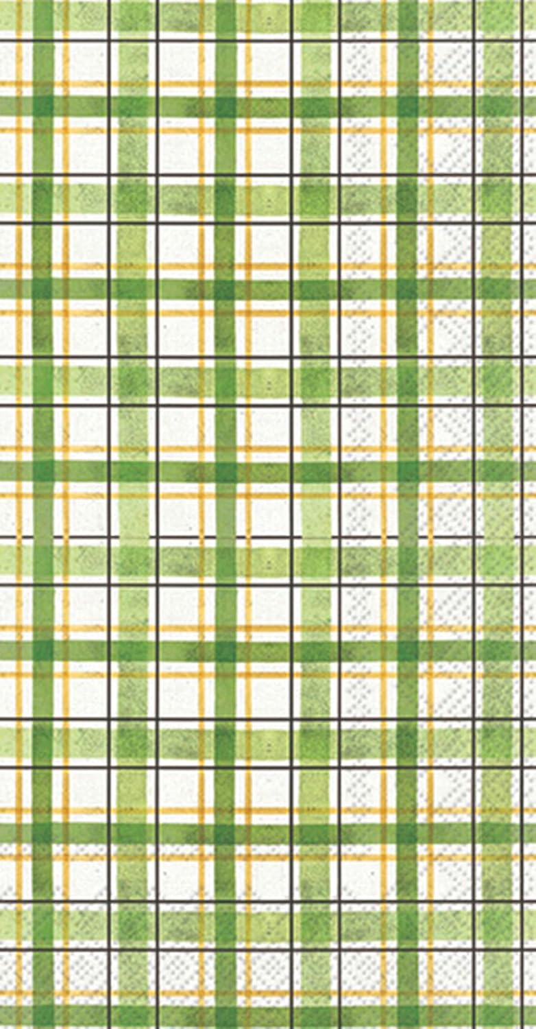 IHR Ideal Home Range Dinner Napkins Disposable 3-Ply Paper Hand Towels, 8.25" x 4.5", Lucky Cuties Plaid, 16-Count