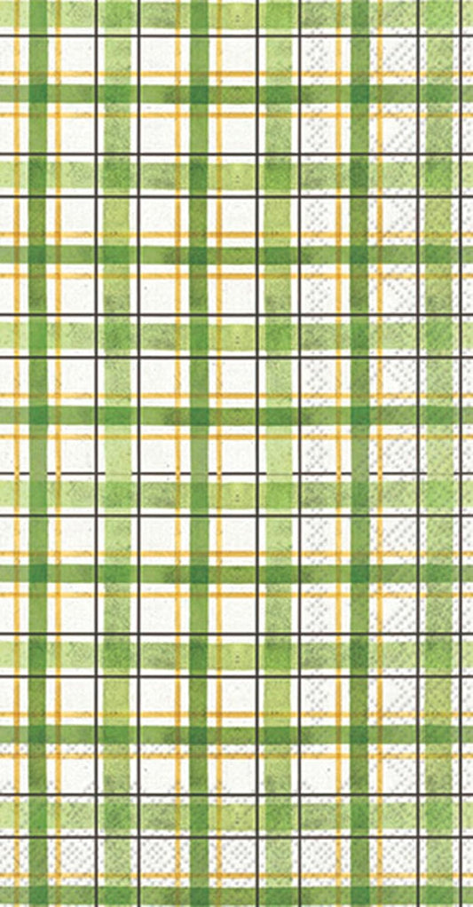 IHR Ideal Home Range Dinner Napkins Disposable 3-Ply Paper Hand Towels, 8.25" x 4.5", Lucky Cuties Plaid, 16-Count