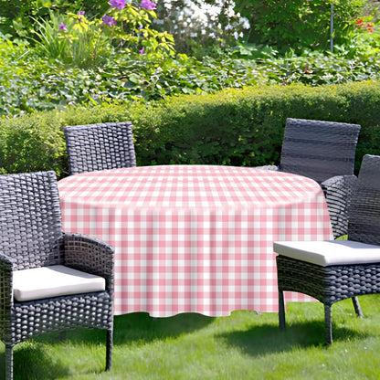2 Pack Pink Gingham Tablecloth Round 84 x 84 Inch Round Plastic Checkered Table Cloth Disposable Plaid Table Cover for Picnic Party Birthday Wedding Baby Shower Circle Pink Tablecloth