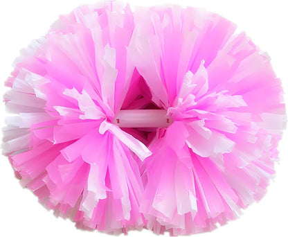 2 Pack Cheerleading Pom Poms with Baton Handle Rainbow Colorful Cheer Pom Poms for Sports Team Spirit Cheering Kids Adults