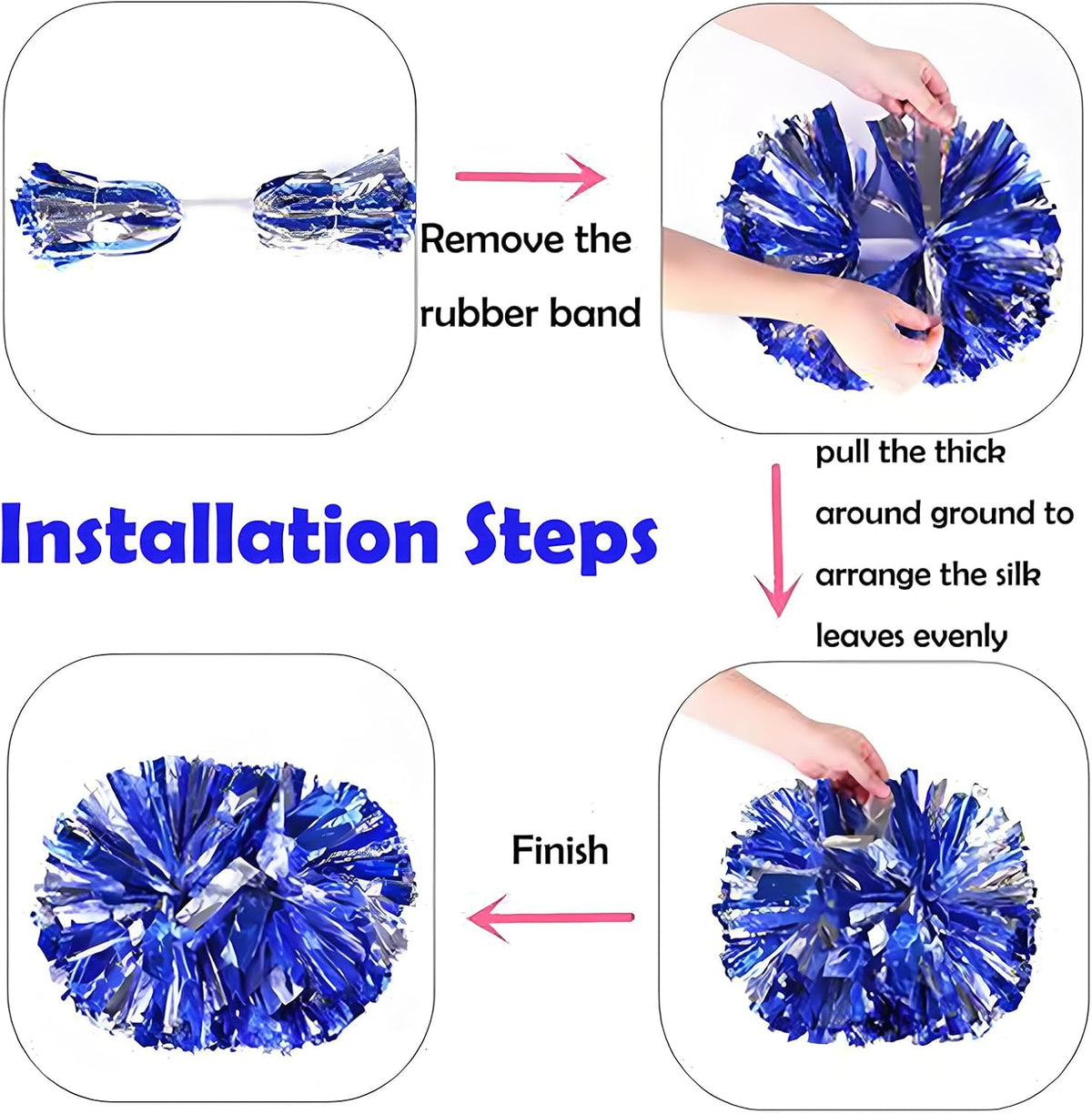 2 Pack Cheerleading Pom Poms with Baton Handle Rainbow Colorful Cheer Pom Poms for Sports Team Spirit Cheering Kids Adults