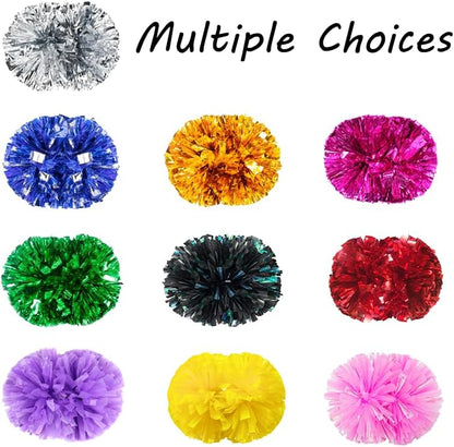 2 Pack Cheerleading Pom Poms with Baton Handle Rainbow Colorful Cheer Pom Poms for Sports Team Spirit Cheering Kids Adults