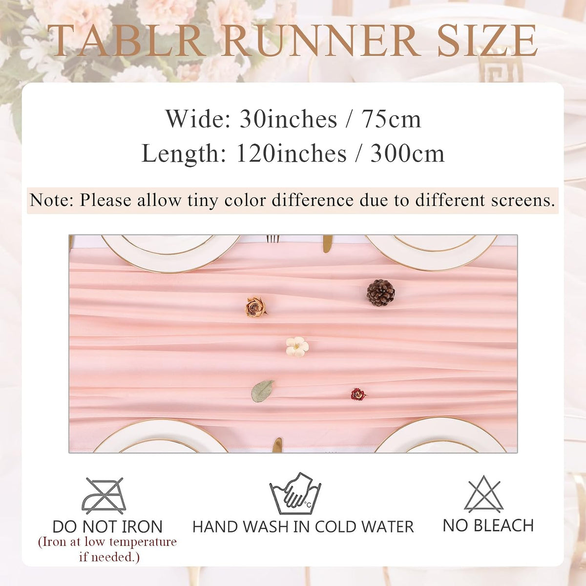 10FT Peach Pink Chiffon Table Runner 30x120 Inches Boho Rustic Sheer Fabric Table Runner for Wedding DecorBridal Shower Birthday Party Decorations