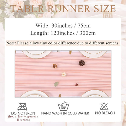 10FT Peach Pink Chiffon Table Runner 30x120 Inches Boho Rustic Sheer Fabric Table Runner for Wedding DecorBridal Shower Birthday Party Decorations
