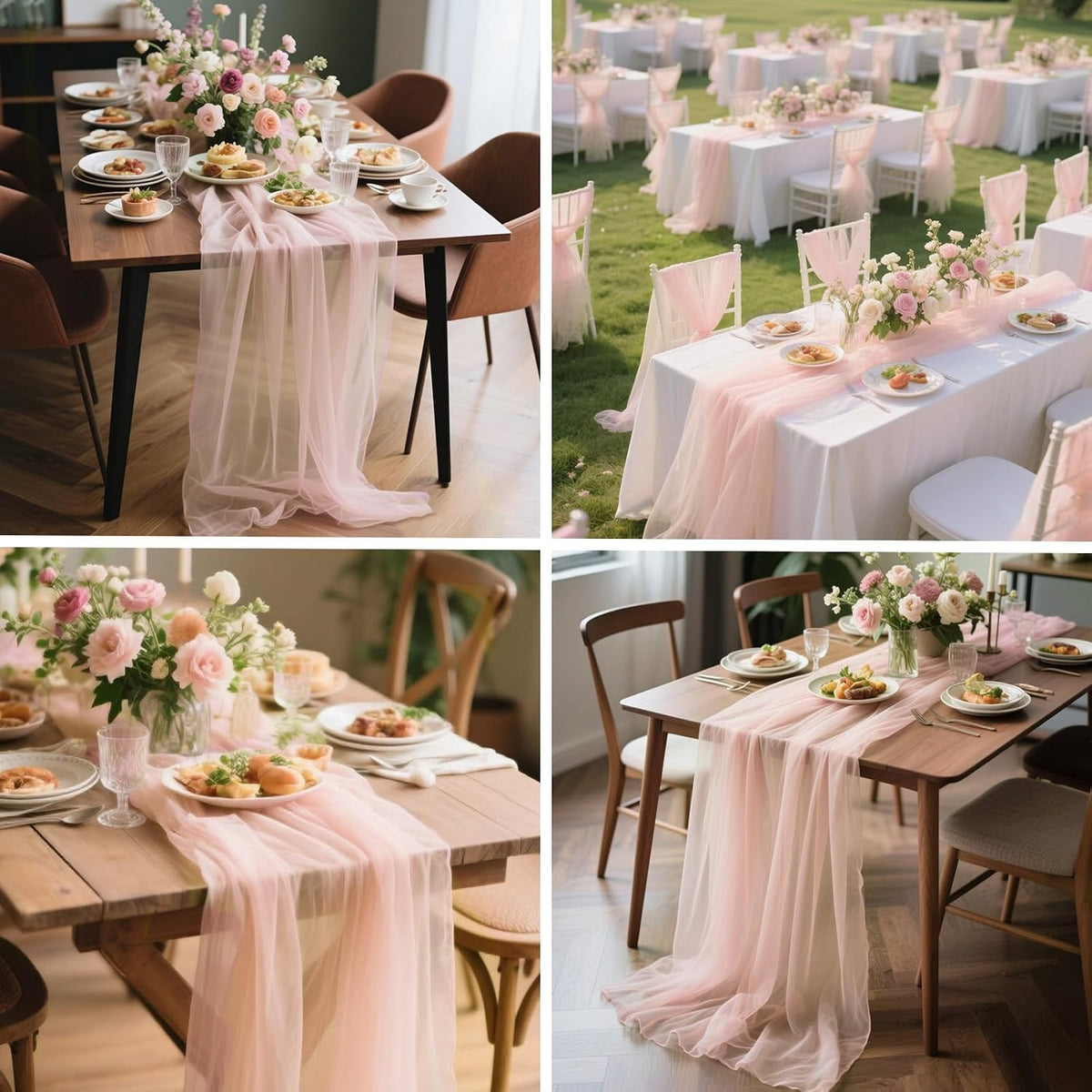 10FT Peach Pink Chiffon Table Runner 30x120 Inches Boho Rustic Sheer Fabric Table Runner for Wedding DecorBridal Shower Birthday Party Decorations