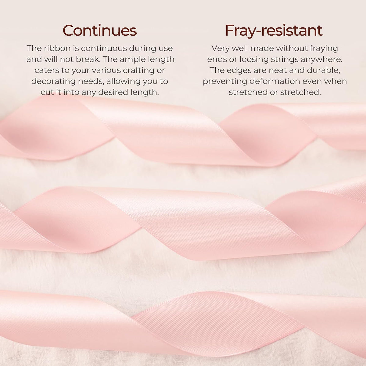Baby Pink Satin Ribbon 1-1/2 inch X Continuous 100 Yards Pink Ribbon