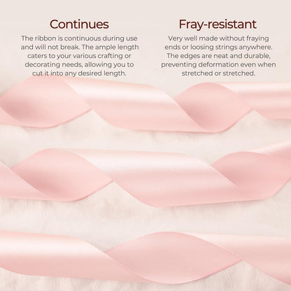 Baby Pink Satin Ribbon 1-1/2 inch X Continuous 100 Yards Pink Ribbon