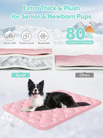 Dog Cooling Mat 2.0,Soft Blush Pink, 44" x 32" Thick & Durable Cooling Mat for Extra Large Dogs, Long-Lasting Cool with Waterproof & Color-Changing Arc-Chill Tech (Q-Max>0.5) Washable&Non-Toxic