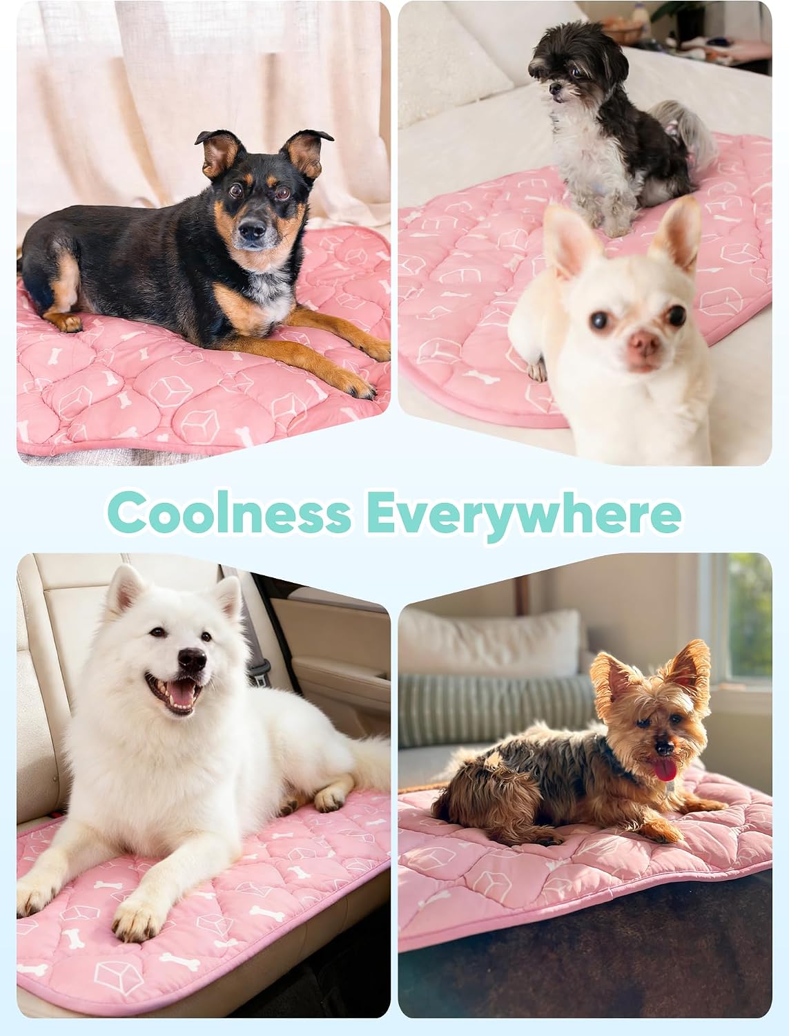 Dog Cooling Mat 2.0,Soft Blush Pink, 44" x 32" Thick & Durable Cooling Mat for Extra Large Dogs, Long-Lasting Cool with Waterproof & Color-Changing Arc-Chill Tech (Q-Max>0.5) Washable&Non-Toxic