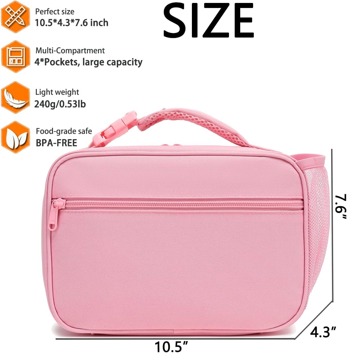 Insulated Lunch Box for School, Thermal Reusable Durable Freezable Lunch Bags for Kids Boys Girls Men Women - Small Soft Cooler Portable Lunch Tote Kit for Work Picnic Travel,Pink