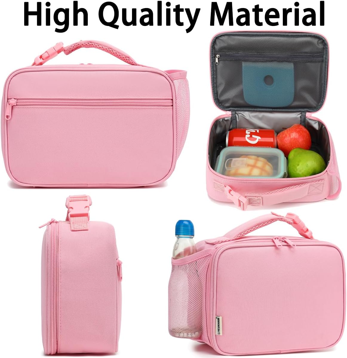 Insulated Lunch Box for School, Thermal Reusable Durable Freezable Lunch Bags for Kids Boys Girls Men Women - Small Soft Cooler Portable Lunch Tote Kit for Work Picnic Travel,Pink
