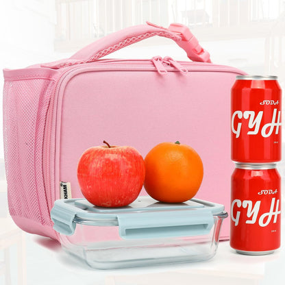 Insulated Lunch Box for School, Thermal Reusable Durable Freezable Lunch Bags for Kids Boys Girls Men Women - Small Soft Cooler Portable Lunch Tote Kit for Work Picnic Travel,Pink