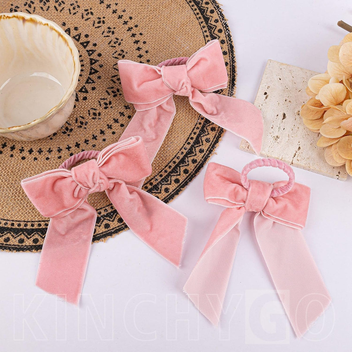 15 Pack Napkin Rings Velvet 4.05 x 4.92 Inch Bow Serviette Ring