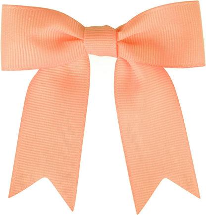 Meseey 50 Pcs 3 Inches Grosgrain Ribbon Twist Tie Bows Pretied Premade Craft Bows for Treat Bags Gift Wrapping Basket Wedding Baby Shower Brithday Christmas Party (Peach)