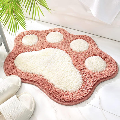 Paw Shaped Bath Mat 17x23, Soft Absorbent Microfiber Bath Rugs