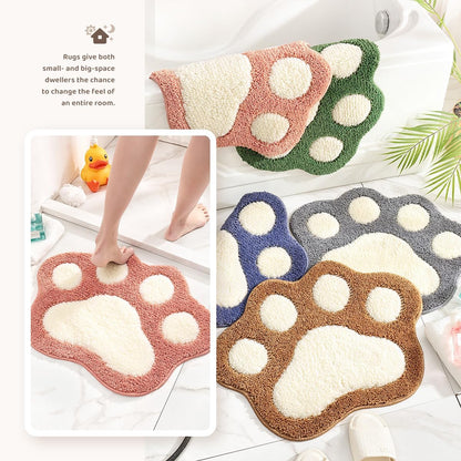 Paw Shaped Bath Mat 17x23, Soft Absorbent Microfiber Bath Rugs