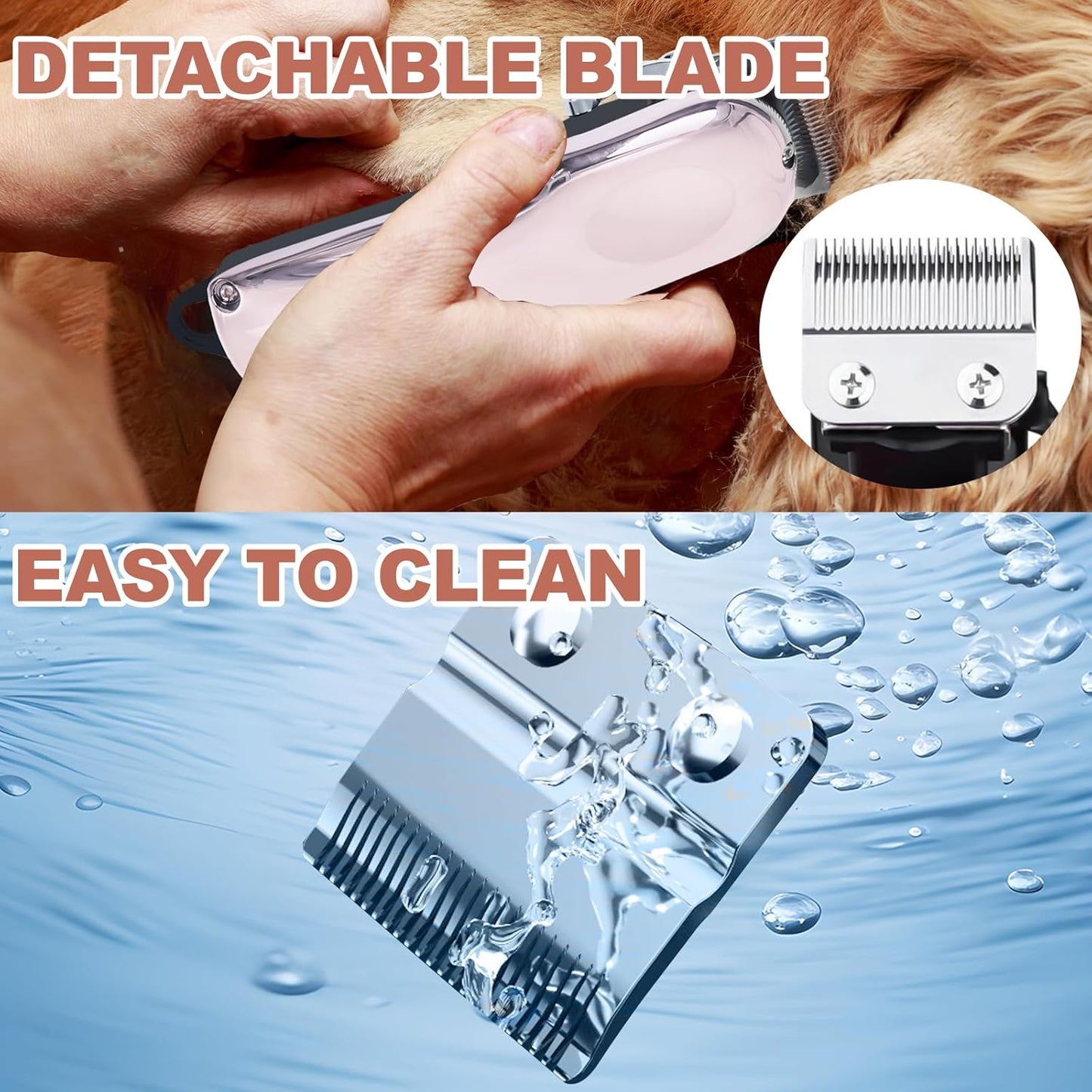 Rabbit Clippers for Grooming for Thick Heavy Coats,Quiet Cordless,Rechargeable,LED Display,High Power Professional Pet Hair Trimmer Shaver,Clippers Grooming Kit and Paw Trimmer for Bunny or Other Pets