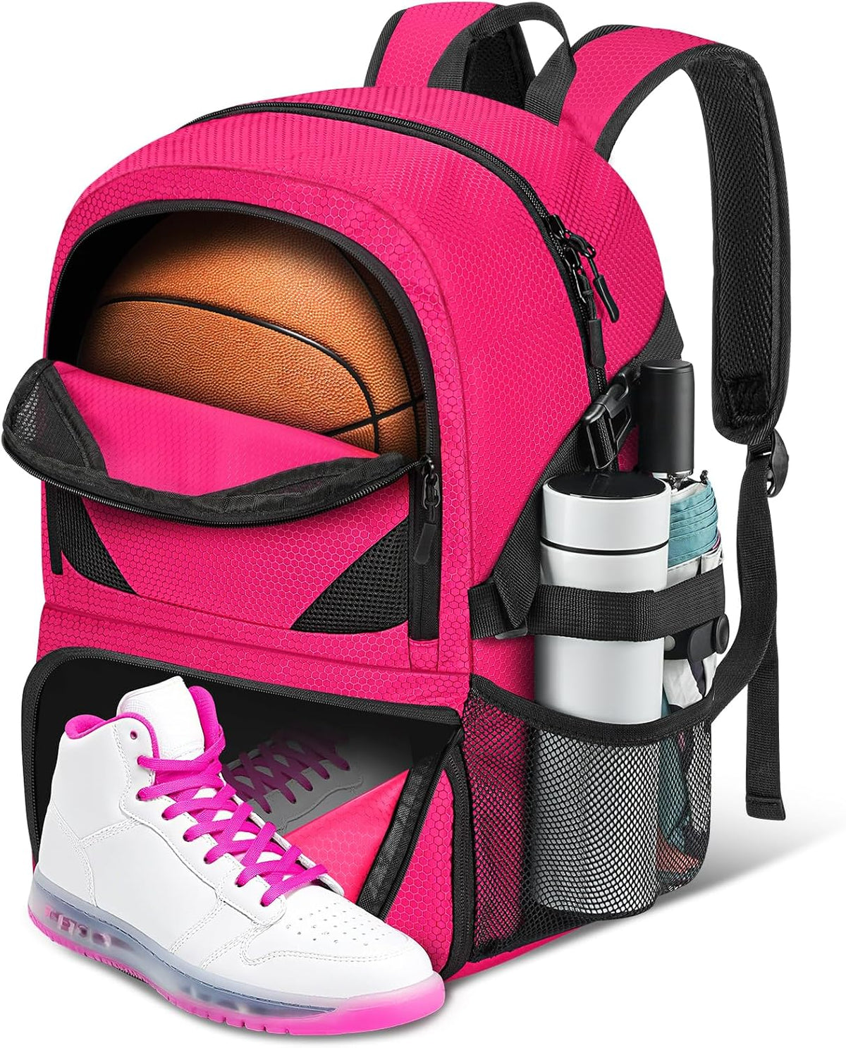 Basketball Bag Backpack with Ball & Shoes Compartment for Soccer Ball Volleyball Football, Large Sports Bag Backpack