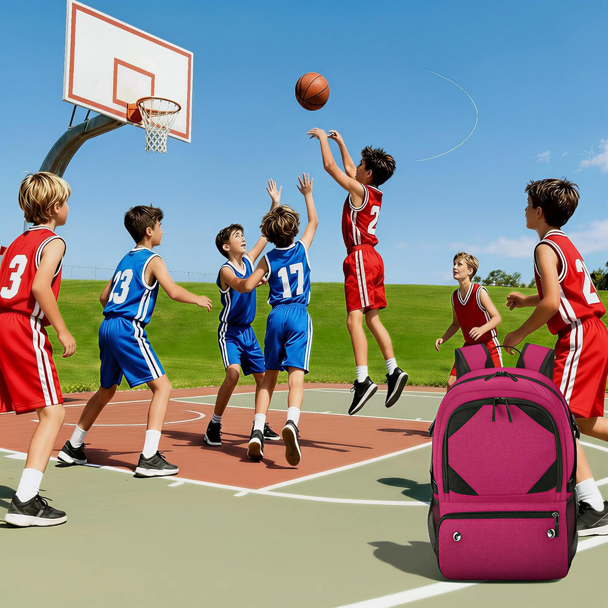 Basketball Bag Backpack with Ball & Shoes Compartment for Soccer Ball Volleyball Football, Large Sports Bag Backpack