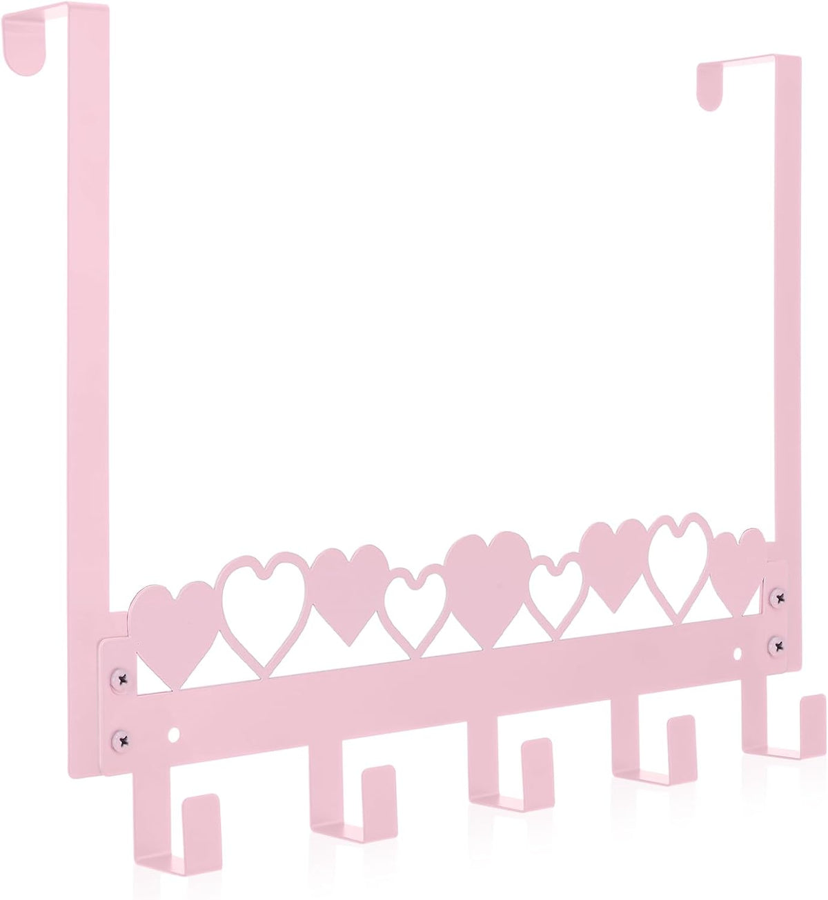 Pink Heart Over Door Towel Rack 5 Hooks